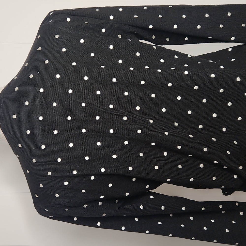 Marks & Spencer black polka-dot button-down 3D knit cardigan sweater - Picture 6 of 13